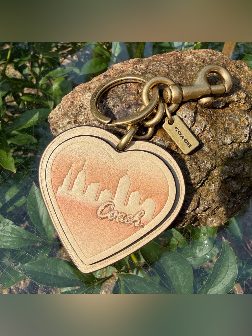 Coach x Jennifer Lopez Heart Skyline Leather Bag Charm Keychain